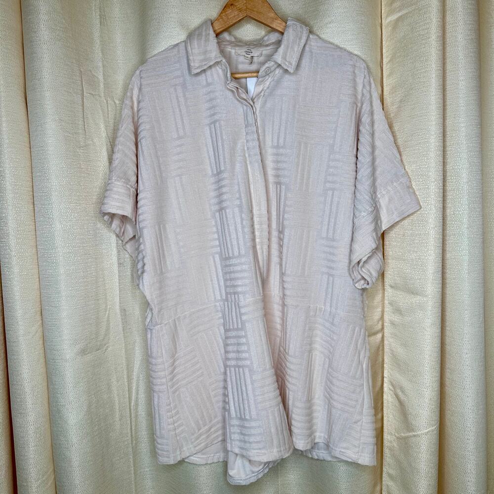 Entro ivory terry cloth shorts romper resort wear 
cover up size large NWT